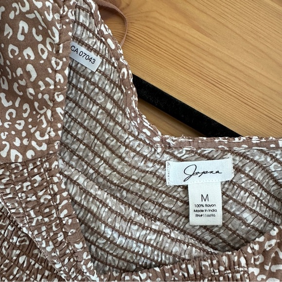 Japna | Brown Ditsy Print Tiered Midi Dress | Puff Sleeve Boho Style | Size M - Picture 7 of 10